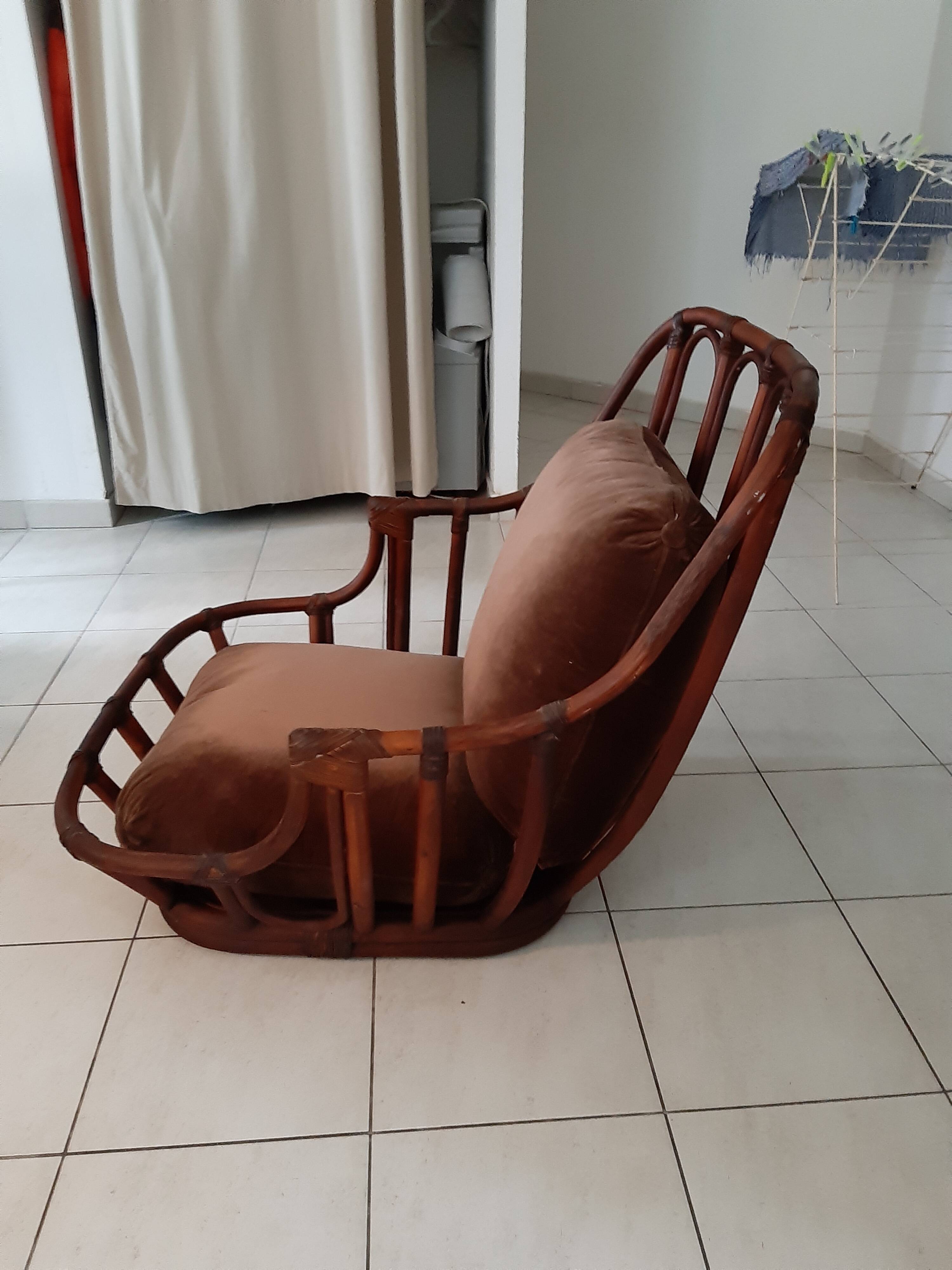 Rattan armchair from the 60s by Maugrion, Basset model