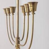 Lampadaire vintage des années 50 en onyx et laiton doré design italien