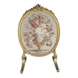 Gilded wooden screen and Napoleon III floral tapestry