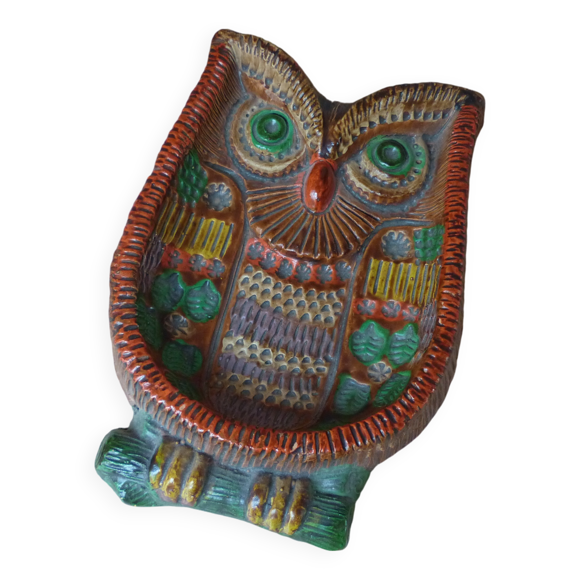 Colorful Owl Figurine Ceramica Convento Jesus Maria de Aracena Spanish Pottery