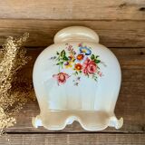 Opaline glass globe pendant light with flowers