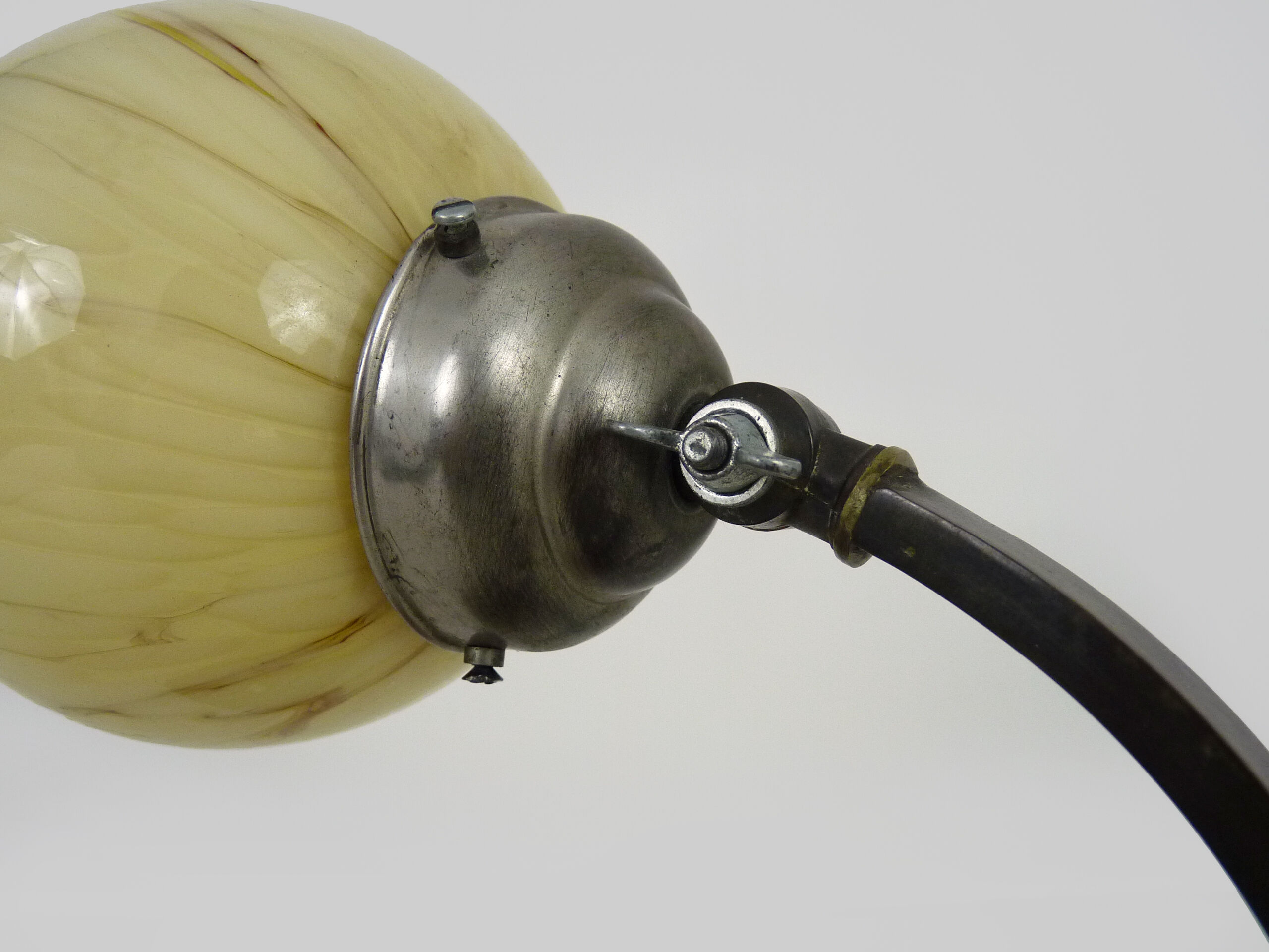 Desk lamp, Art Deco table lamp with swivel head, marble base, bronze foot