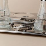 Argent Silverplated Metal Vintage Serving Set for Shots or Caviar-Tray, Ice Holders, Glasses, Italian 1970s Mid-Century Elegant