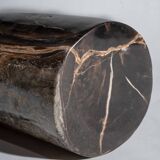 Side table in black petrified wood with light streaks h: 27,5cm d:18,5cm