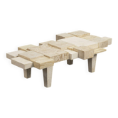 Table basse en travertin architectural rare, Belgique, années 1970