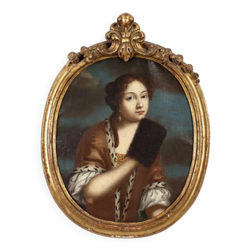 Female portrait in oil on canvas, Italy, 18th century