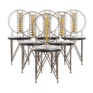 Ensemble de 6 chaises à manger par Frank Lloyd Wright pour Cassina 1970s