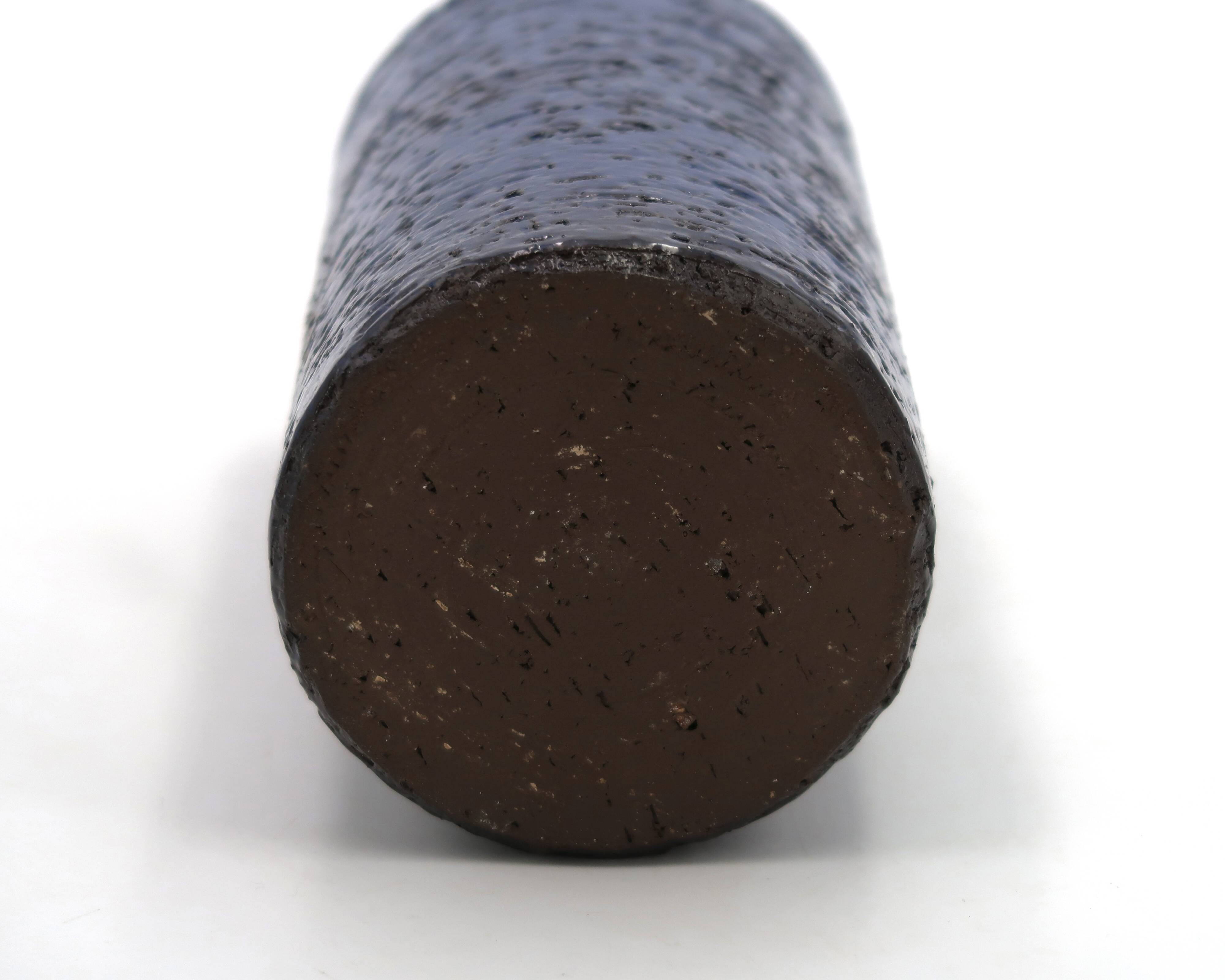 Blue chamotte ceramic roller vase, 1970s