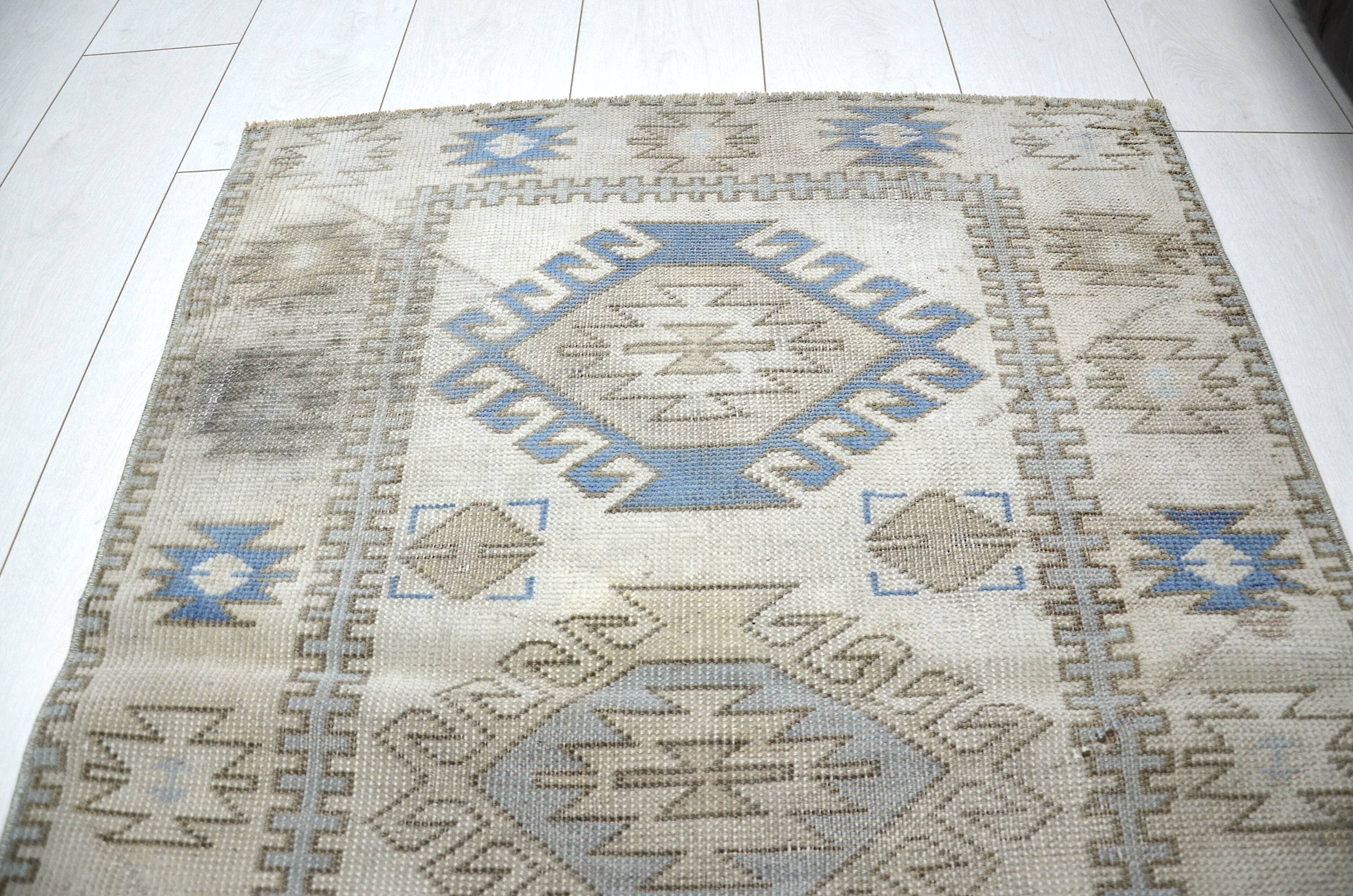 Tapis Oushak bleu et beige sku 1163