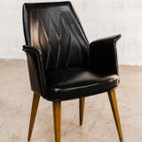 Armchairs / chairs in black skaï "emelinne"