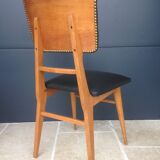 Ensemble 6 chaises bois et skai vintages