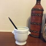 White porcelain mustard pot or sauce boat