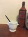 White porcelain mustard pot or sauce boat