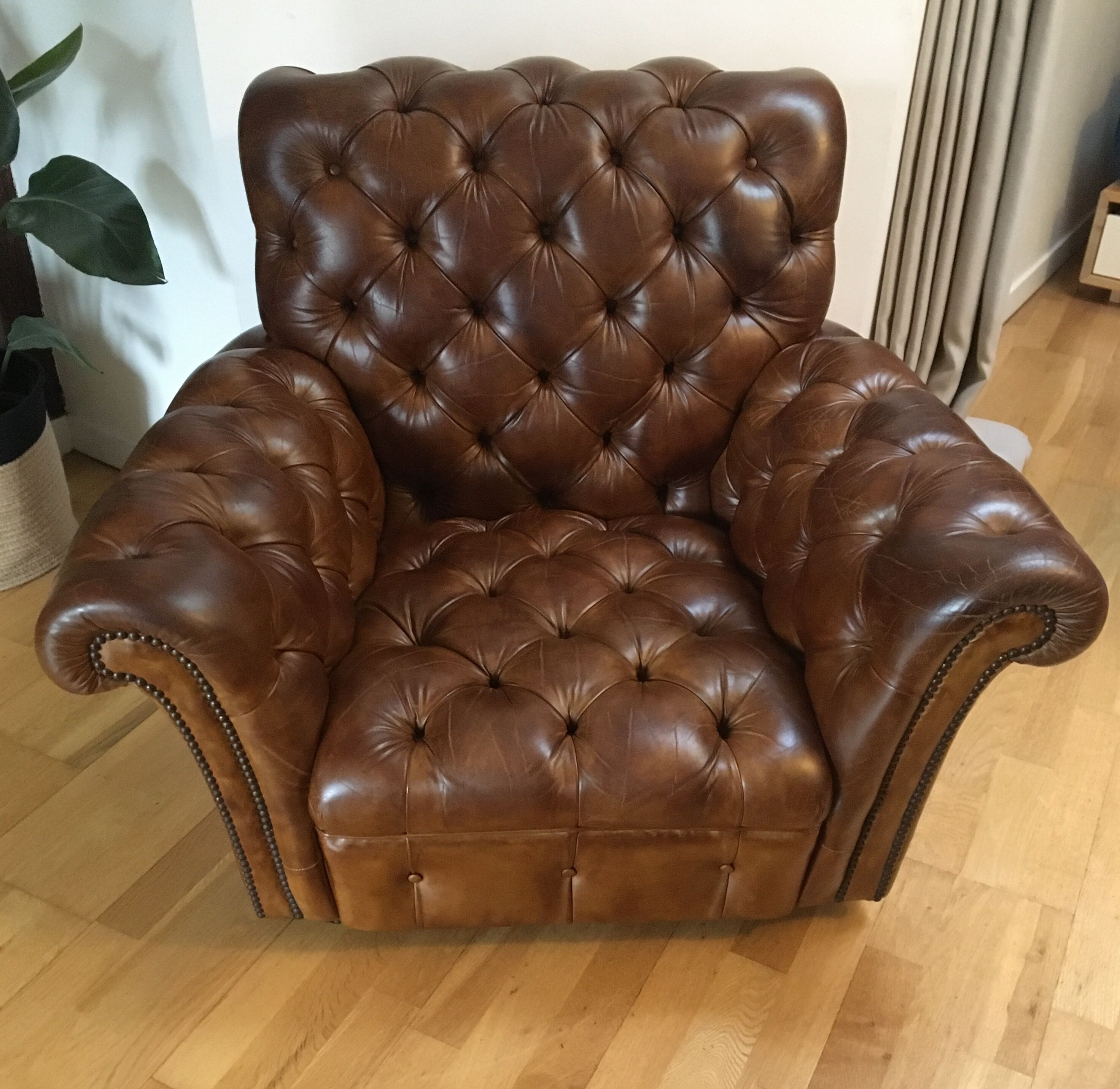 Real leather chesterfield chair