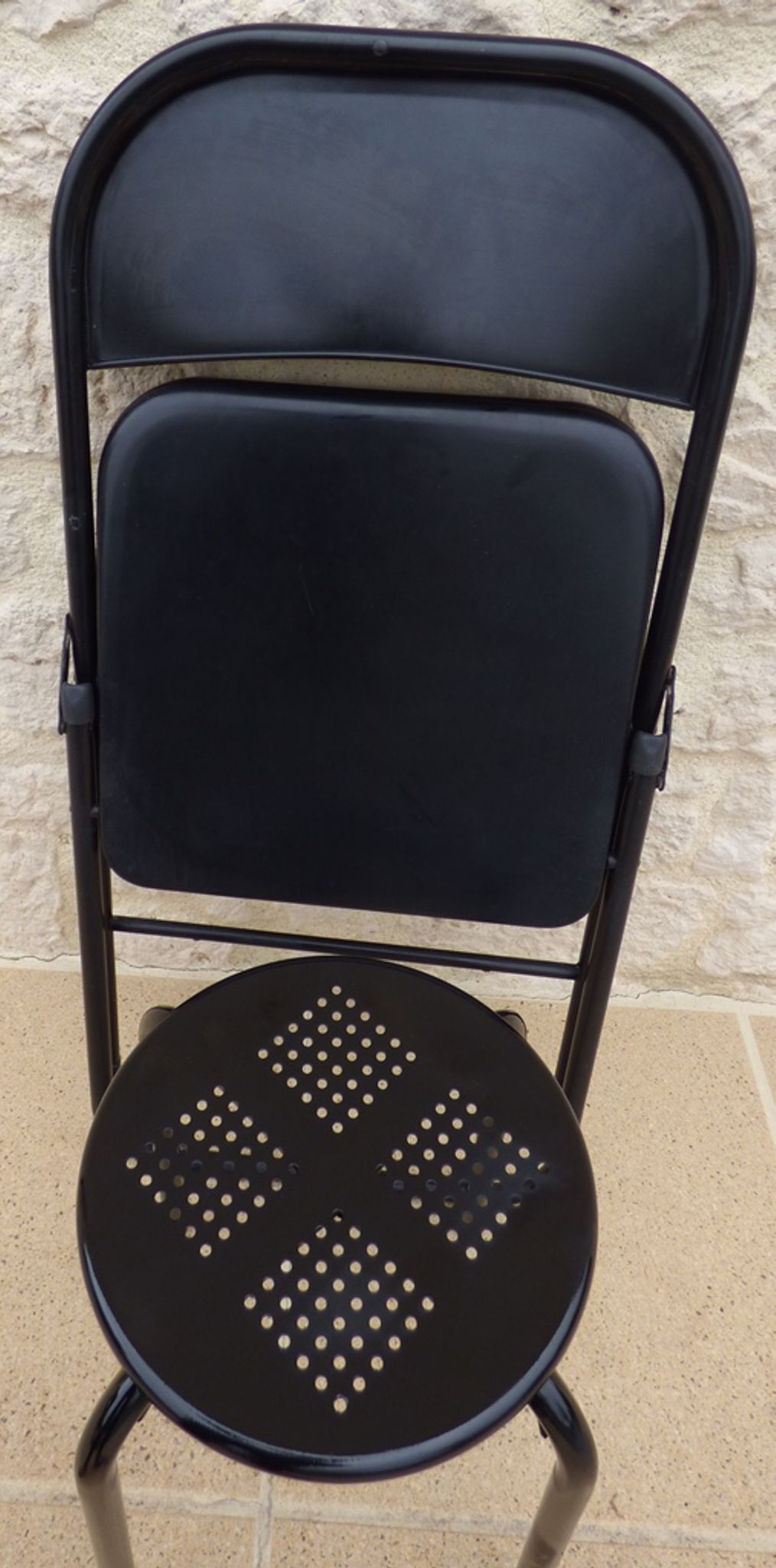 Black metal chair and stool set