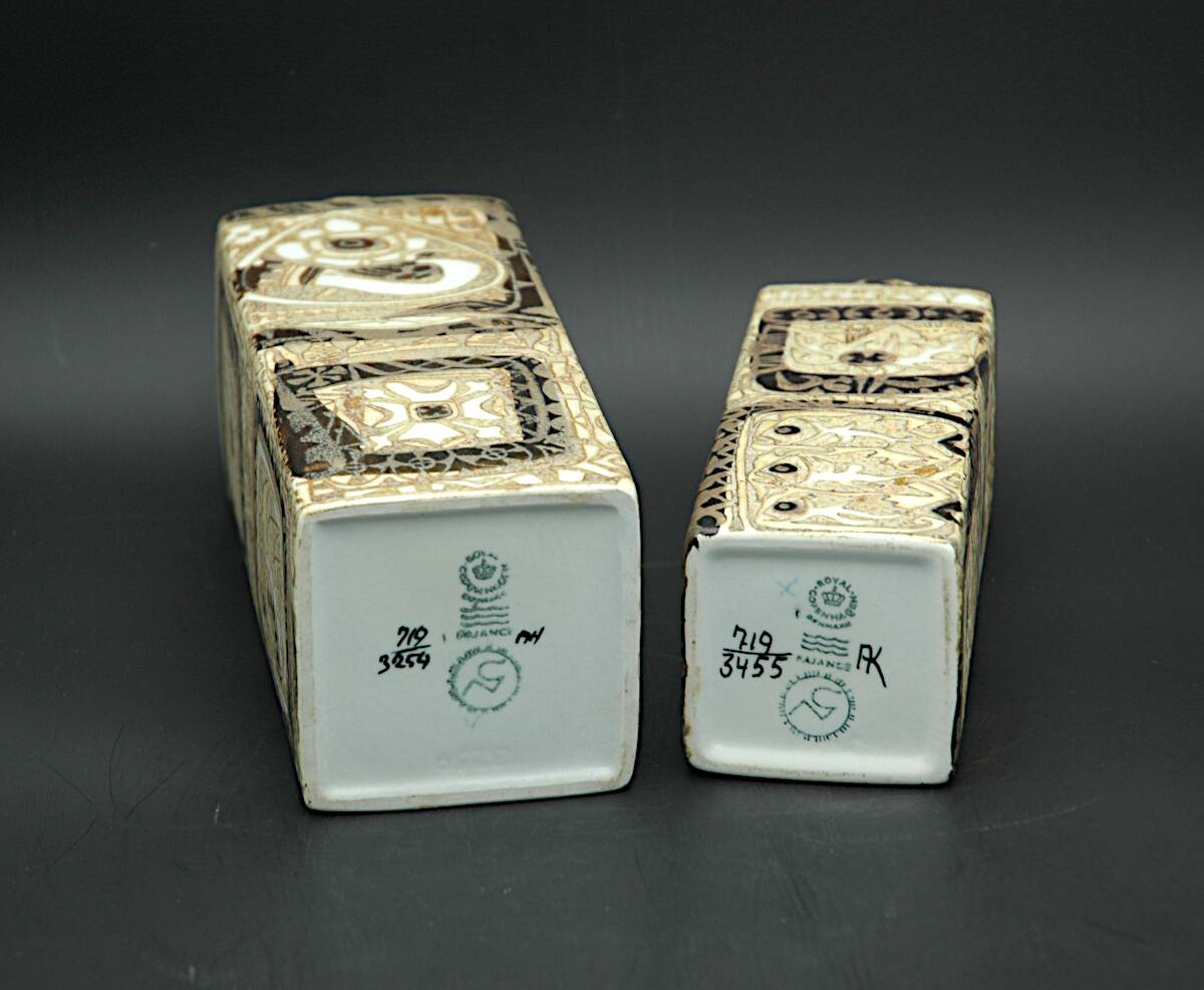 Set of 2 vases and 1 tray signed nils thorsson