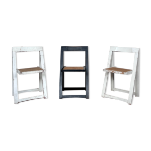 Trio de chaises pliantes en cannage