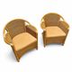 2 x wicker and bamboo patio chair / 1980s / faux suede / alcantara