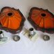 Ensemble de 2 lampes allemandes orange de mur en céramique de la lave de la 1960 / 70s