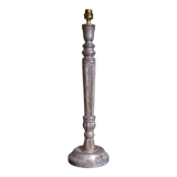 Foot of lamp turned wood carved patina old nineteenth