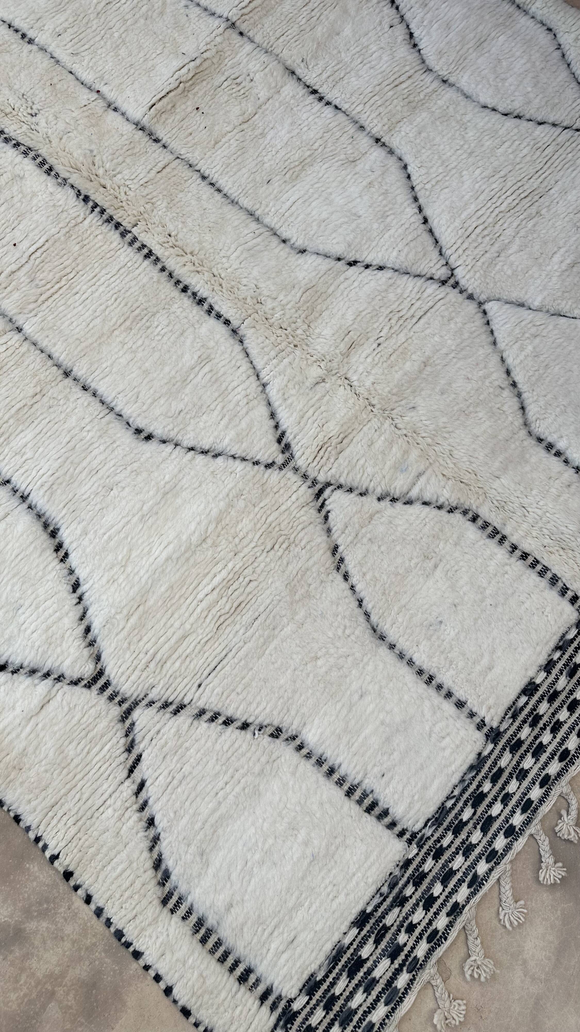 Tapis Berbère Beni Ourain blanc -  289 x 203 cm