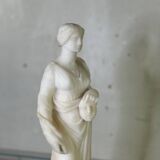 Alabaster sculpture, lady with a mask in the antique style, 19th century