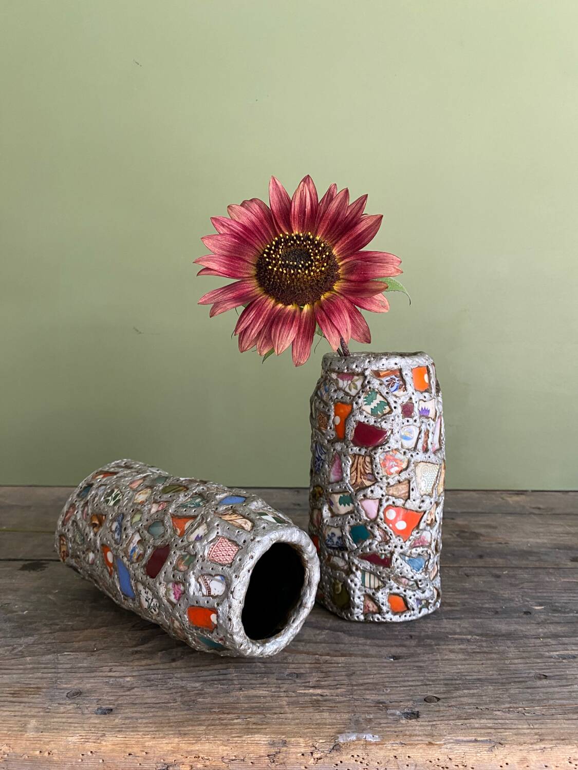 Pair of "Picassiette" vases