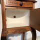 Pair of antique bedside tables with marble top and ceramic niche