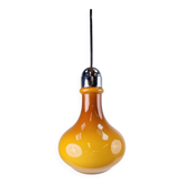 Vintage Scandinavian Drop Pendant Lamp in Brown Opal Glass and Chrome from Peill & Putzler, 1960s