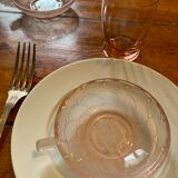 5 art deco cups pink old glass