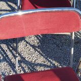 Set de 9 chaises pliantes  des années 70 tweed et métal chromé