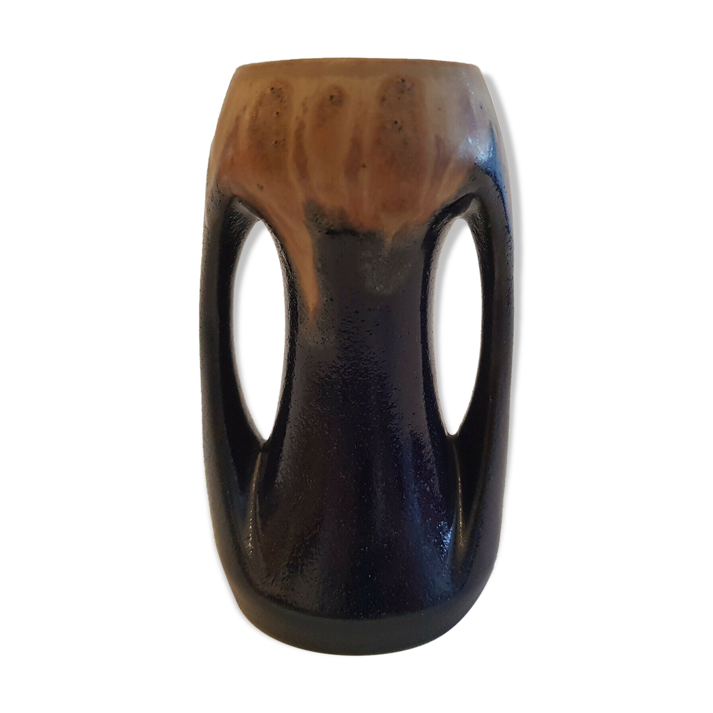 Denbac art deco enamelled ceramic sandstone vase