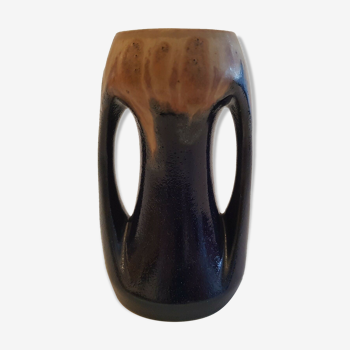 Denbac art deco enamelled ceramic sandstone vase