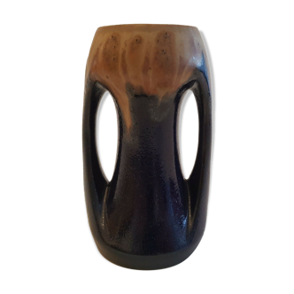 Denbac art deco enamelled ceramic sandstone vase