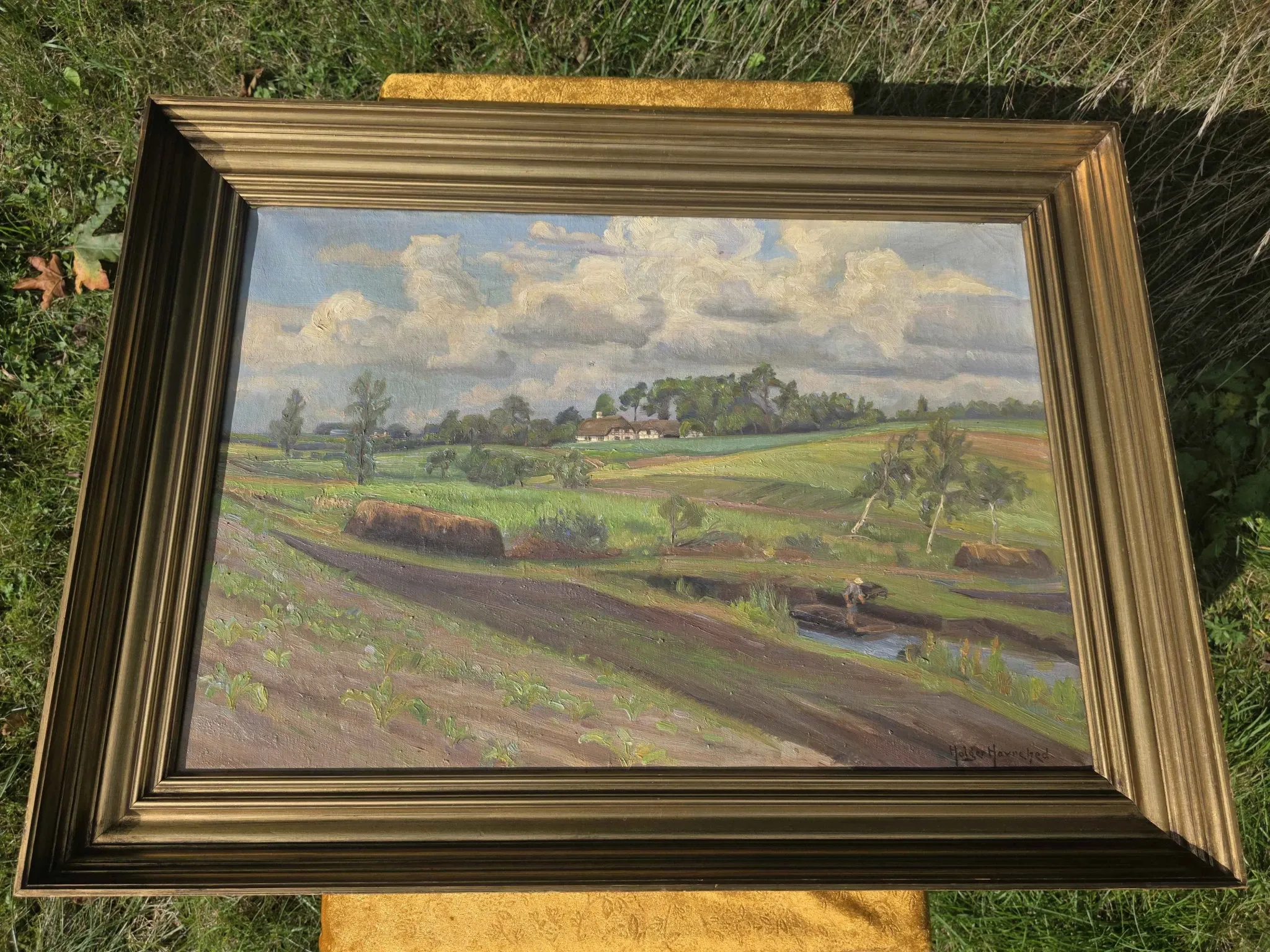 Vintage Impressionist Landscape Oil Painting by Holger Havrehed