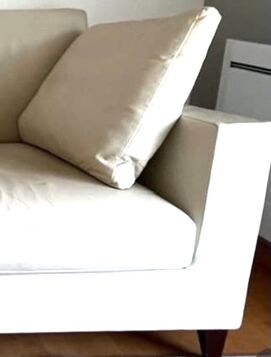 Ligne Roset cream white leather sofa