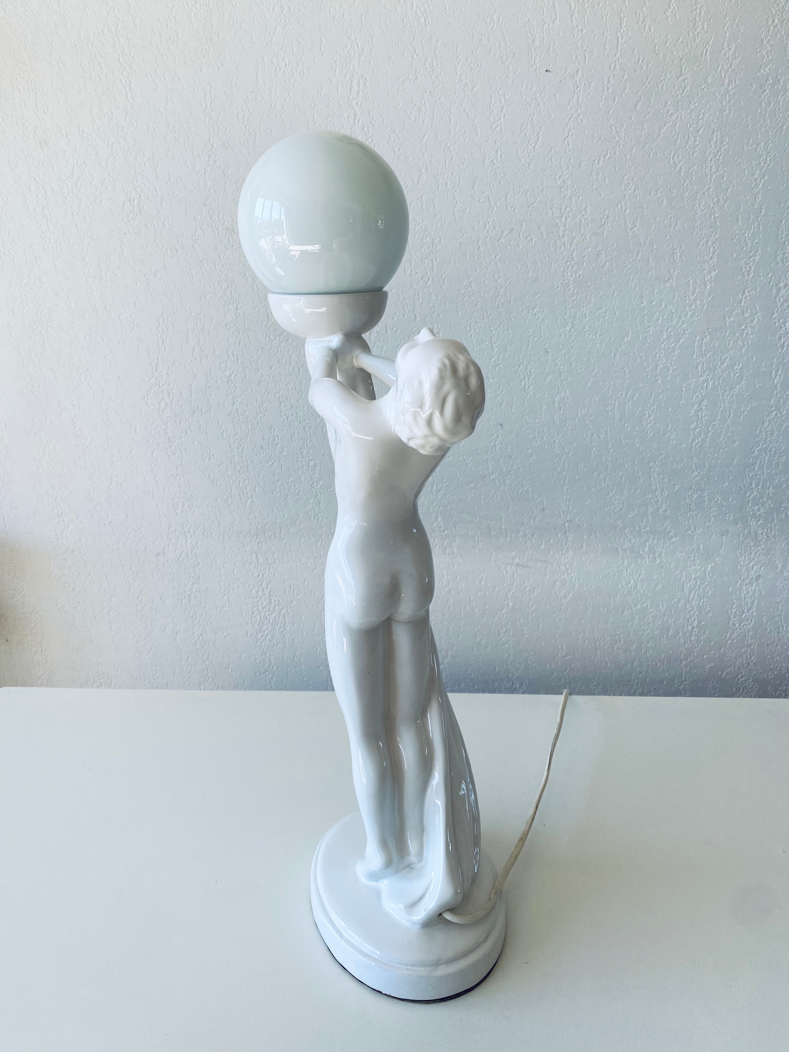 Ceramic naked dancer lamp