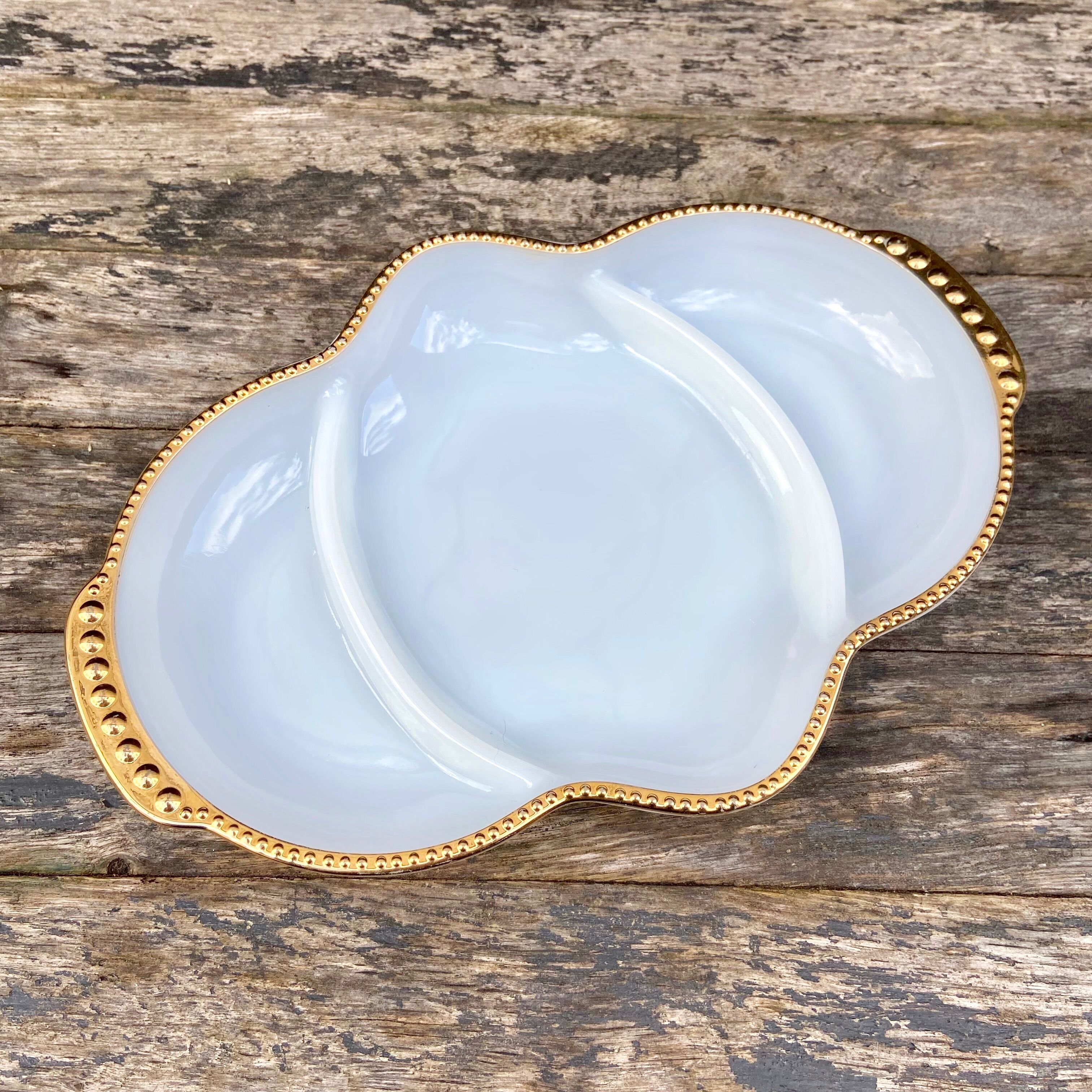 White opaline servant dish