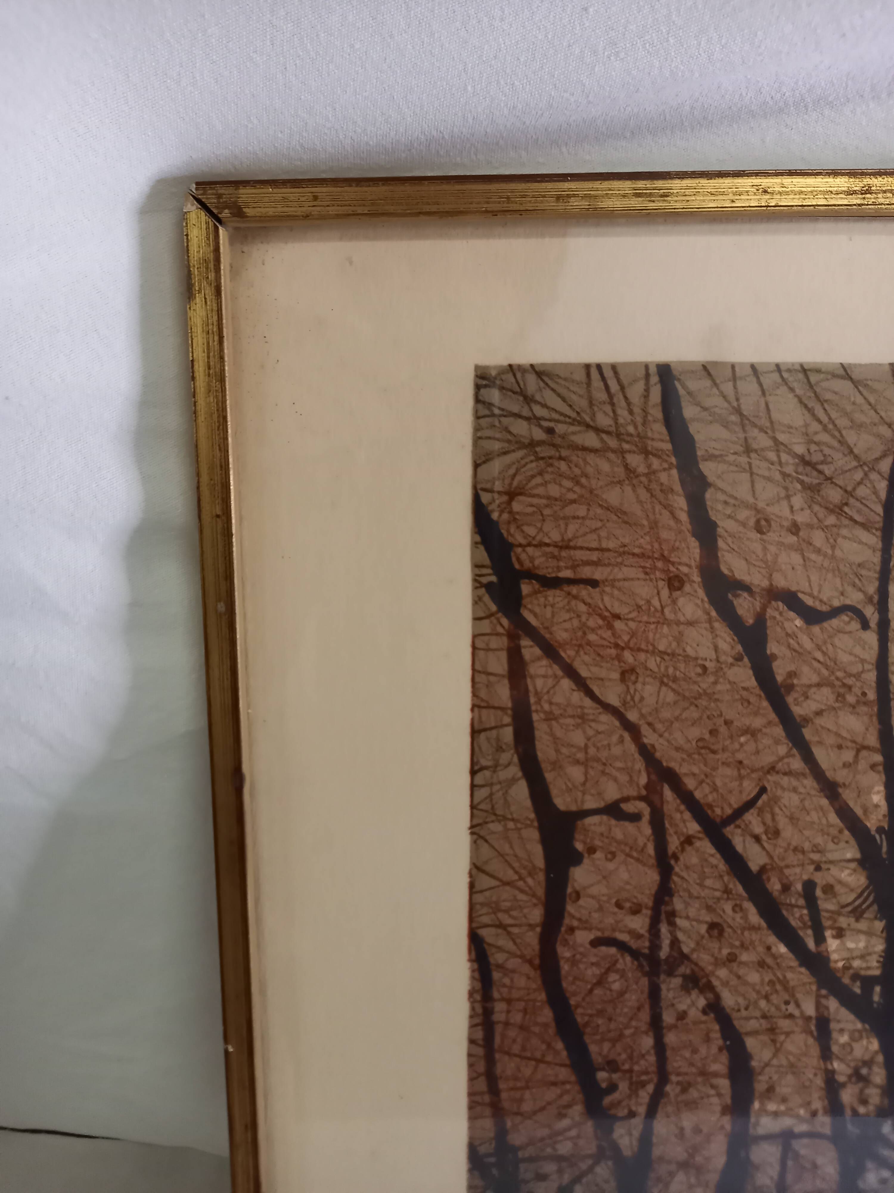 Original lithograph by Pierre-Henri Jacquot (1929-2009), birds and sun, framed and signed