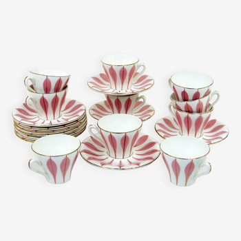 10 white ceramic coffee cups - Digoin 9604 France - vintage 50s