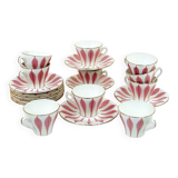10 white ceramic coffee cups - Digoin 9604 France - vintage 50s