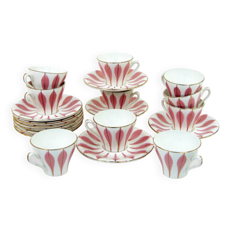10 white ceramic coffee cups - Digoin 9604 France - vintage 50s
