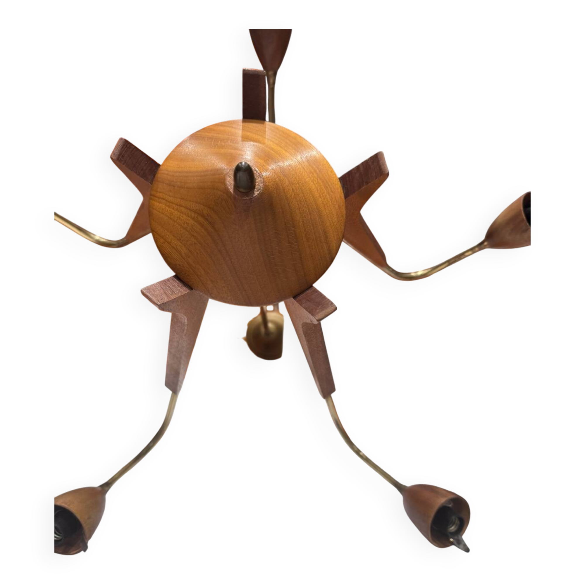 Vintage Scandinavian chandelier with 5 arms (1950s–60s)