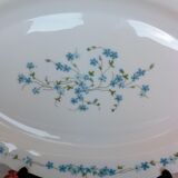 Grand Plat Oval Arcopal Veronica Myosotis Blue Flowers Opaline Vintage Retro