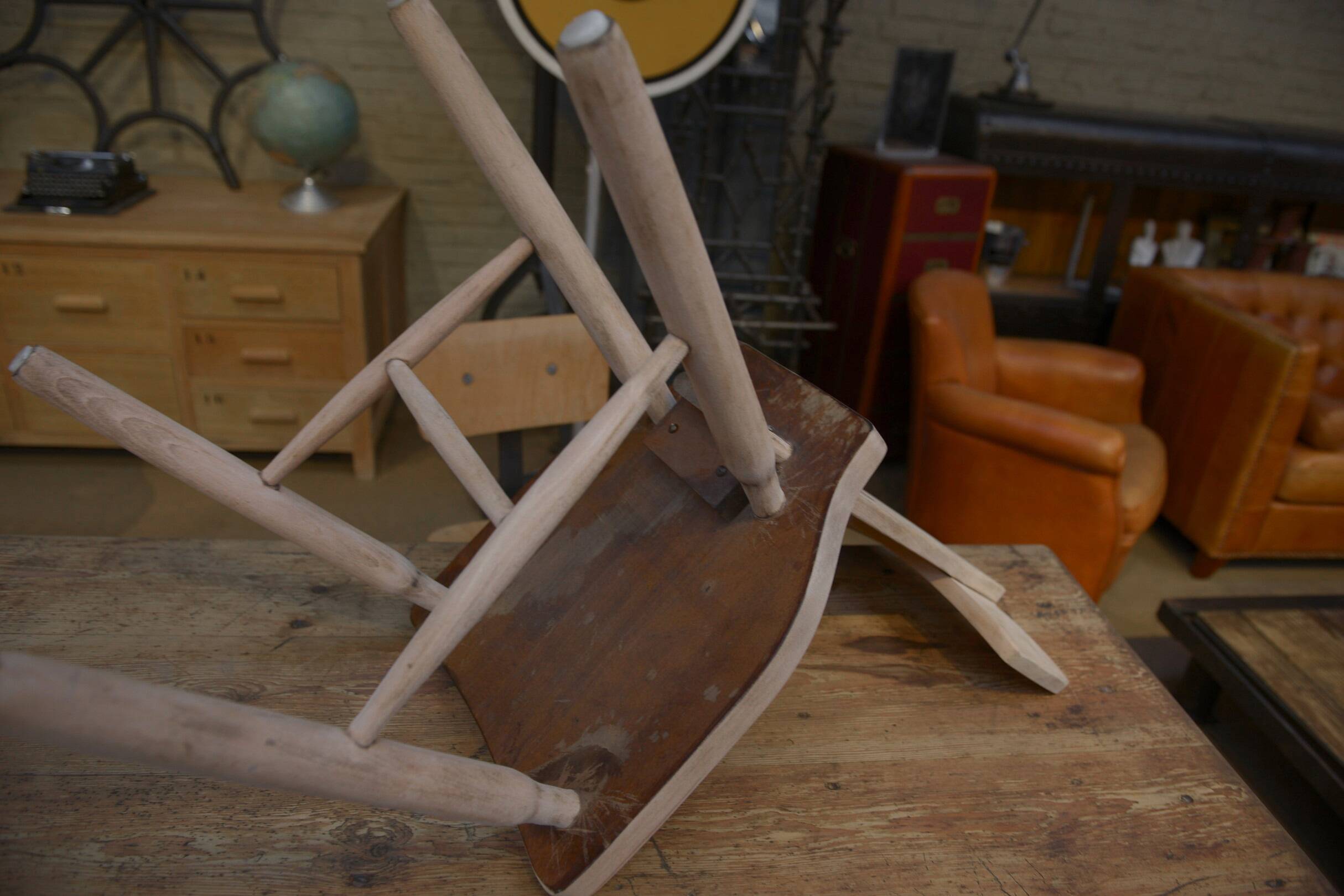 Set of 3 beech chairs 1960