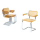 4 chaises en osier Bauhaus, dans le style de Marcel Breuer, empilables