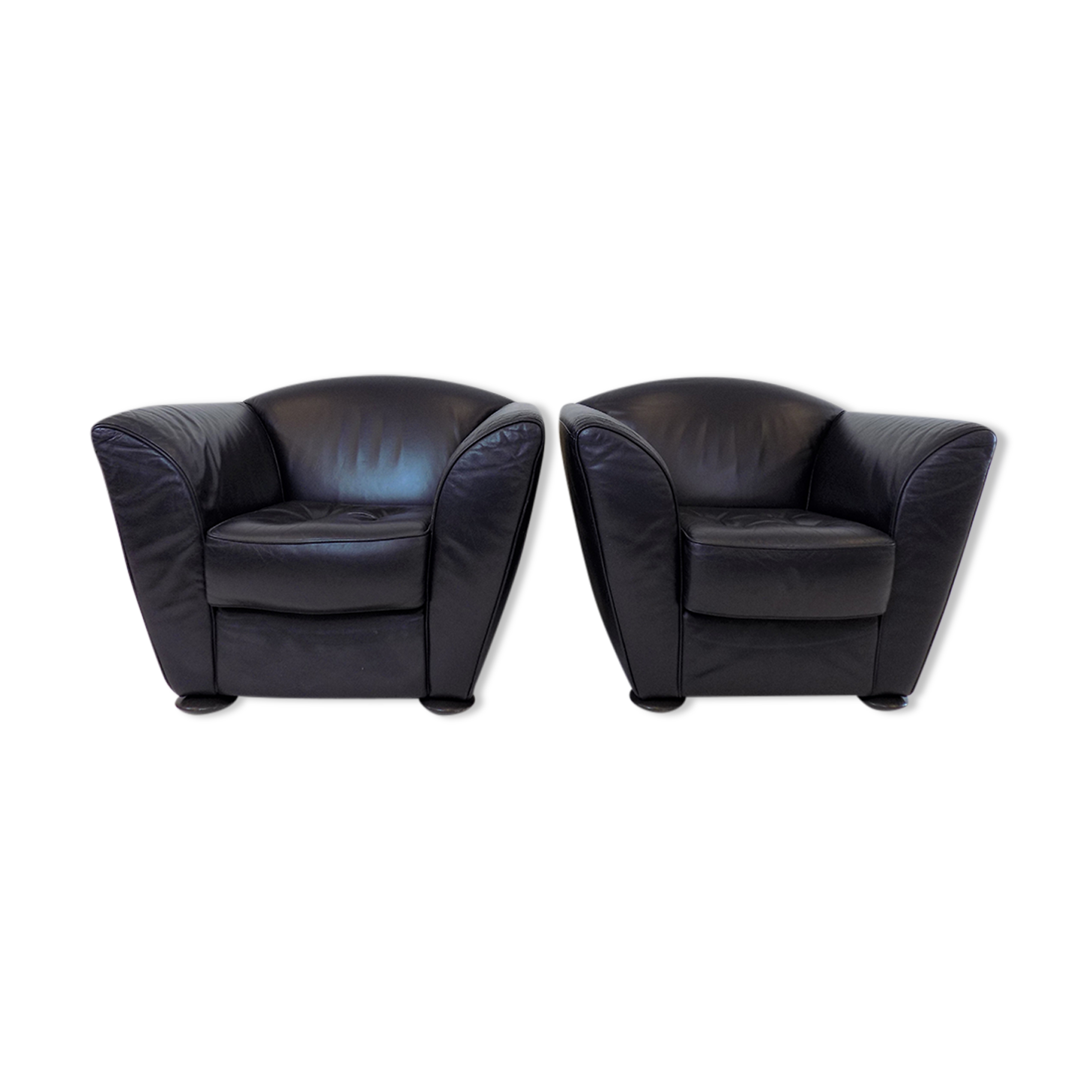 Set de 2 fauteuils en cuir par Peter Maly