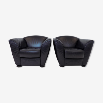 Set of 2 leather armchairs by Peter Maly