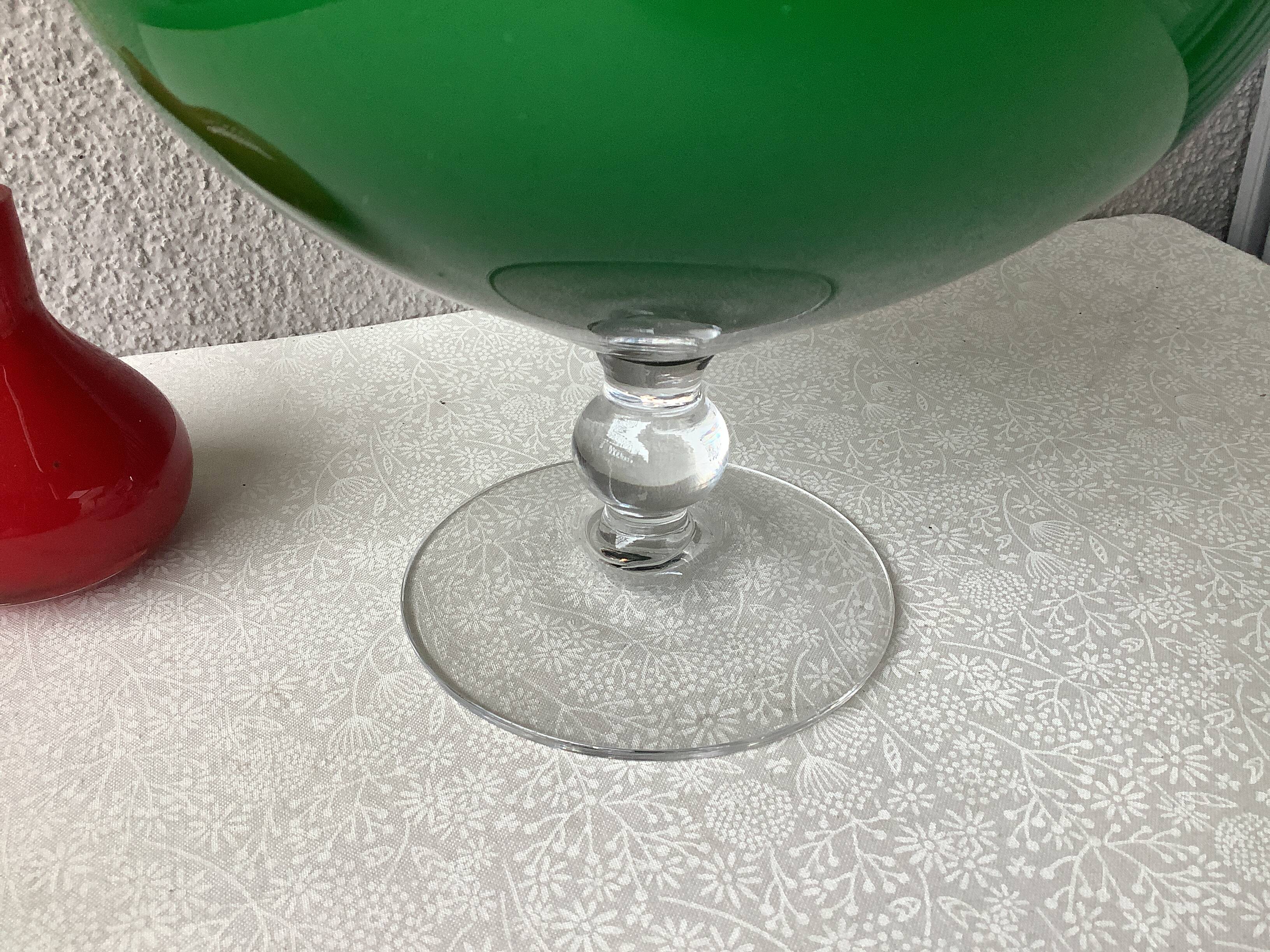 Italian vase on pedestal stem in opal glass - XXL size