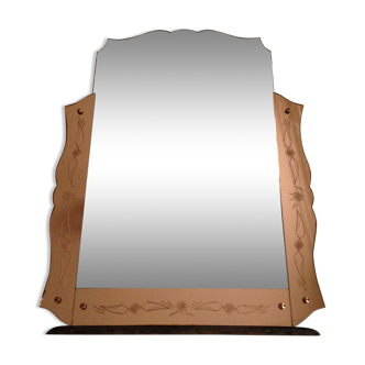 Pink facets and edges beveled 105x77cm mirror